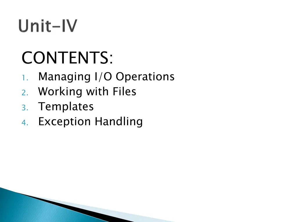 contents 1 managing i o operations 2 working with