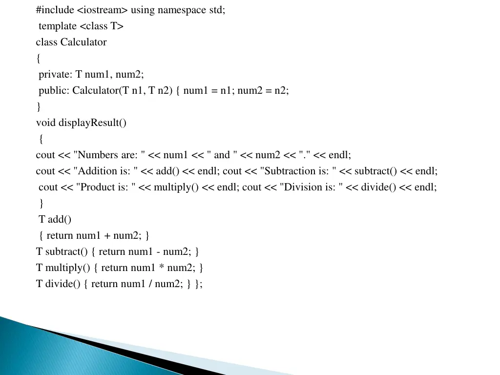 include iostream using namespace std template