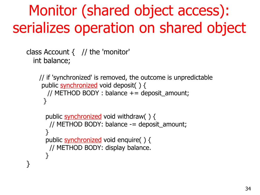 monitor shared object access serializes operation