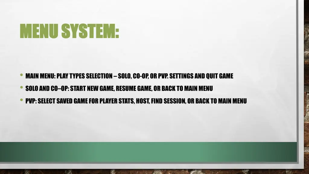 menu system menu system