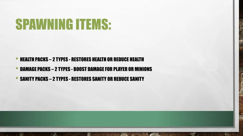 spawning items