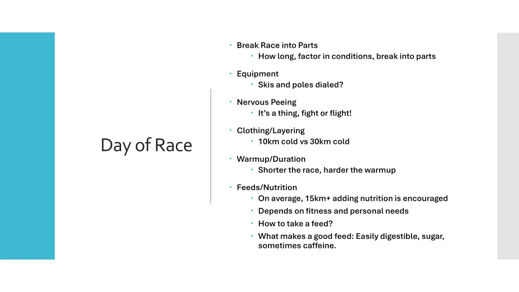 break race into parts how long factor