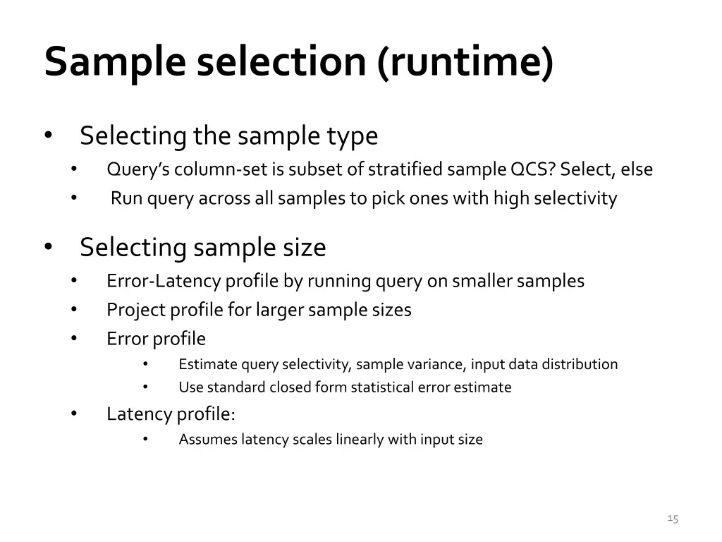 sample selection runtime