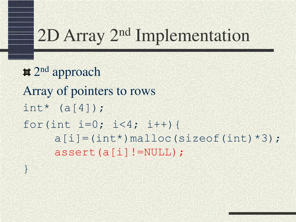 2d array 2 nd implementation