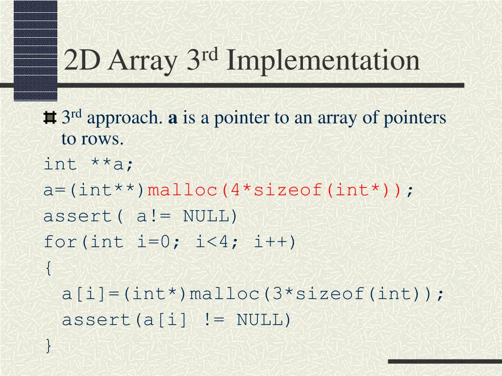 2d array 3 rd implementation