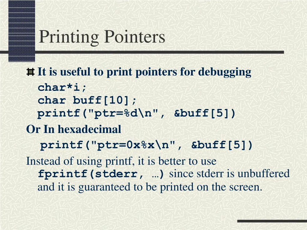 printing pointers