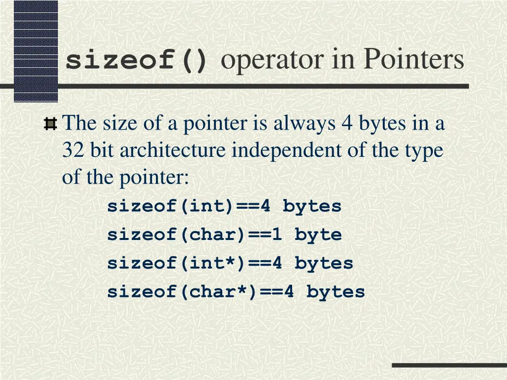 sizeof operator in pointers