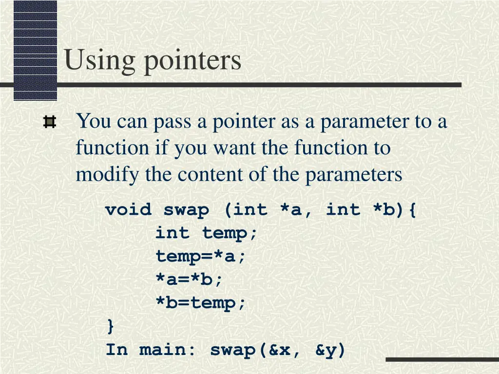 using pointers