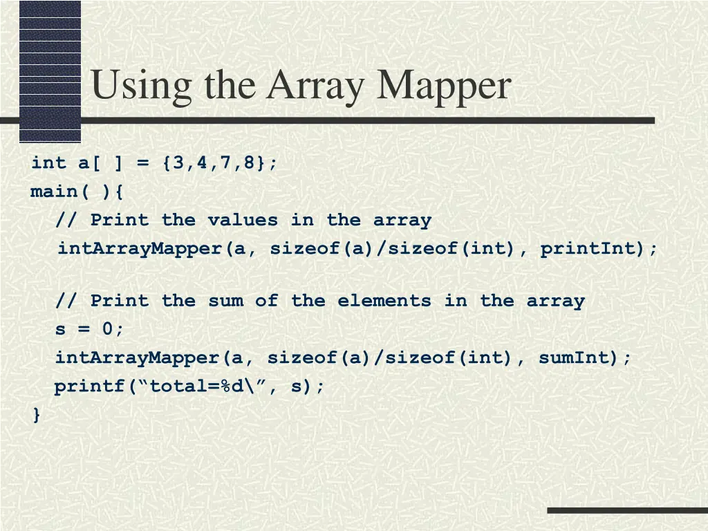 using the array mapper