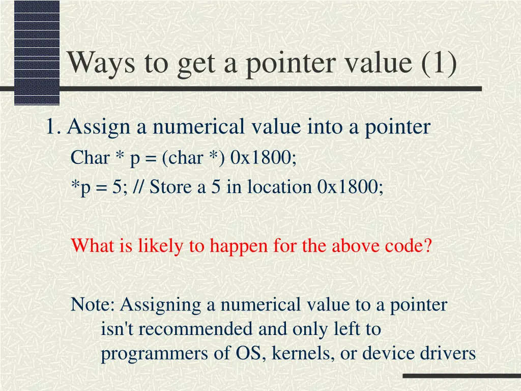 ways to get a pointer value 1