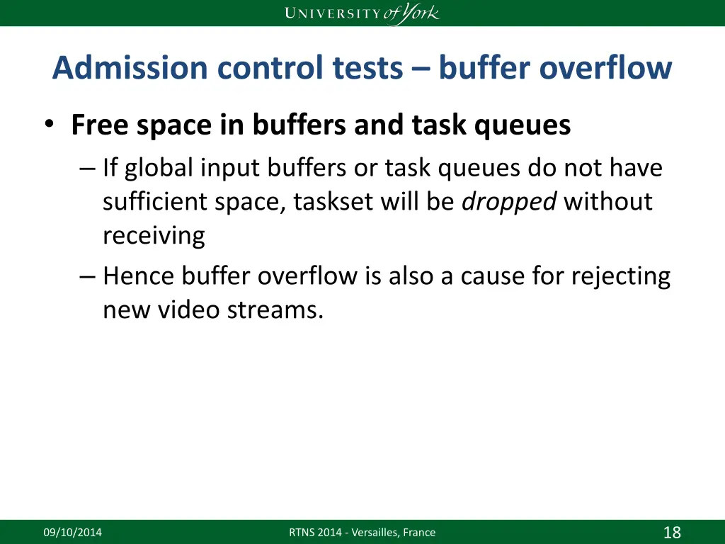 admission control tests buffer overflow