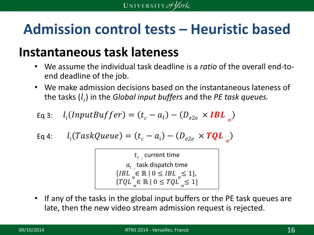 admission control tests heuristic based