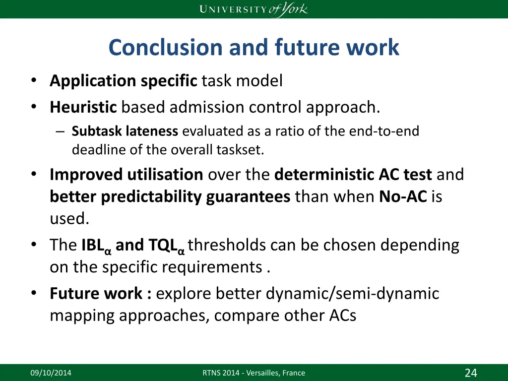 conclusion and future work application specific