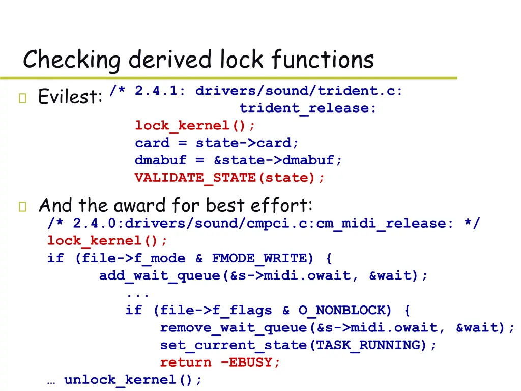 checking derived lock functions evilest trident