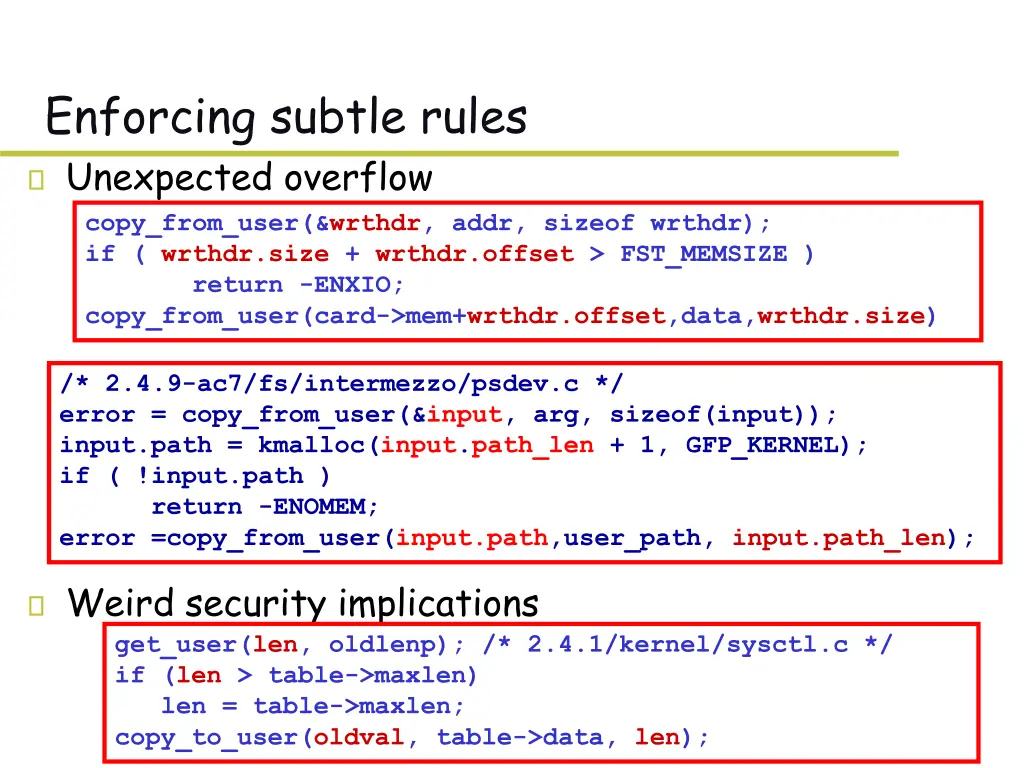 enforcing subtle rules unexpected overflow copy