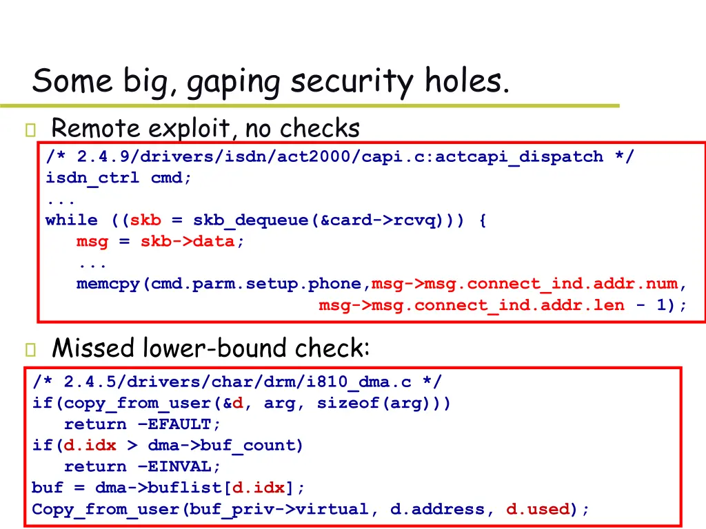 some big gaping security holes remote exploit