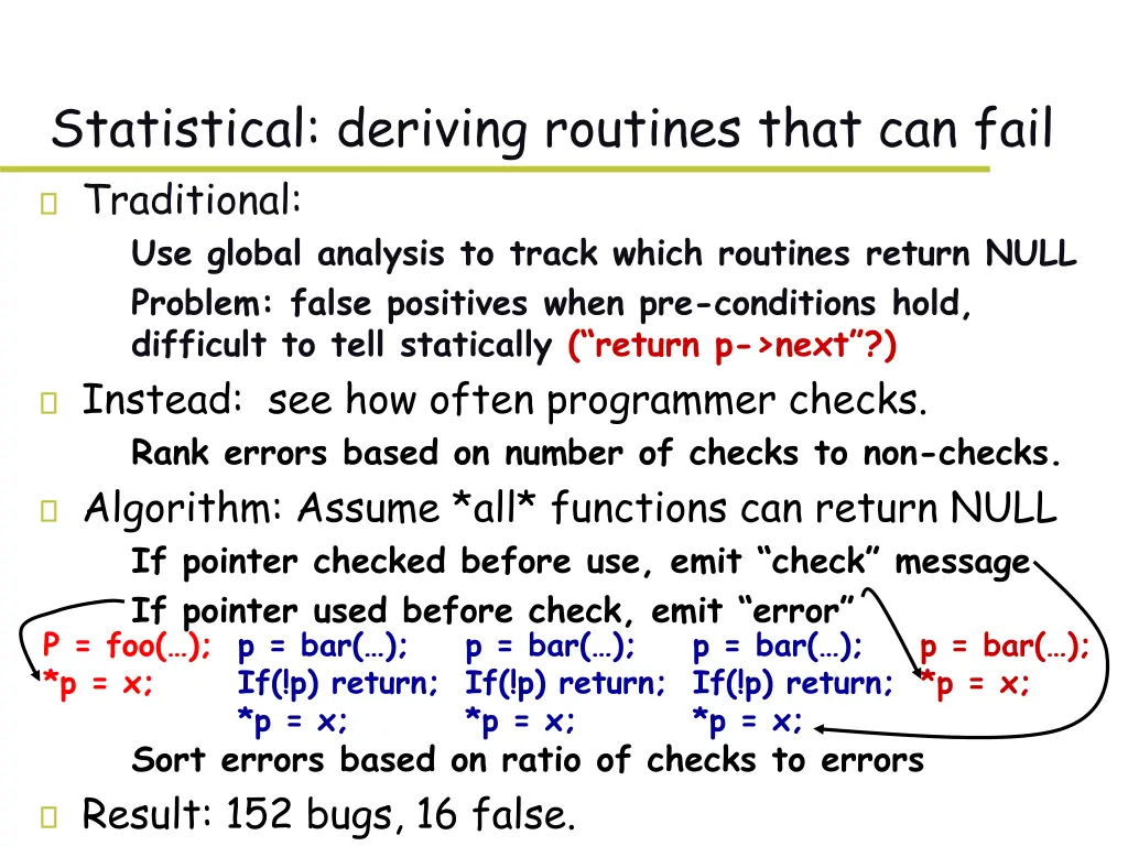 statistical deriving routines that can fail