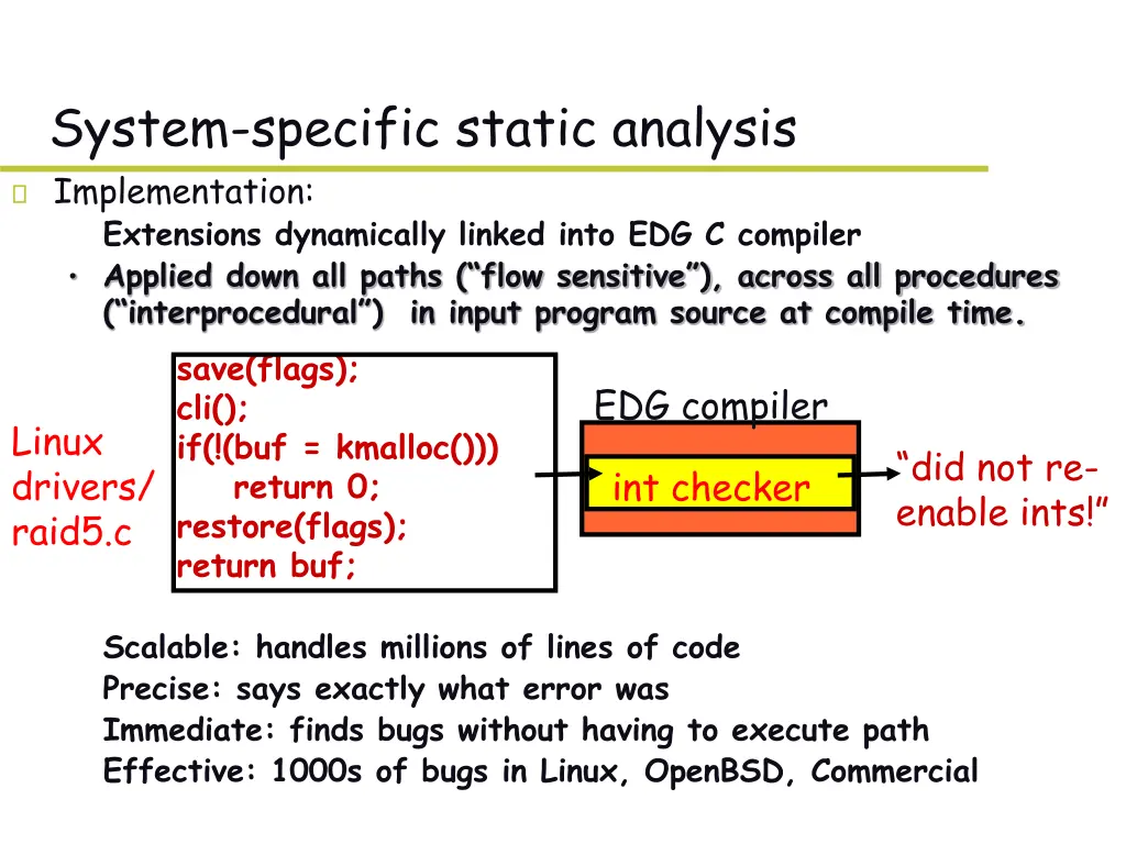 system specific static analysis