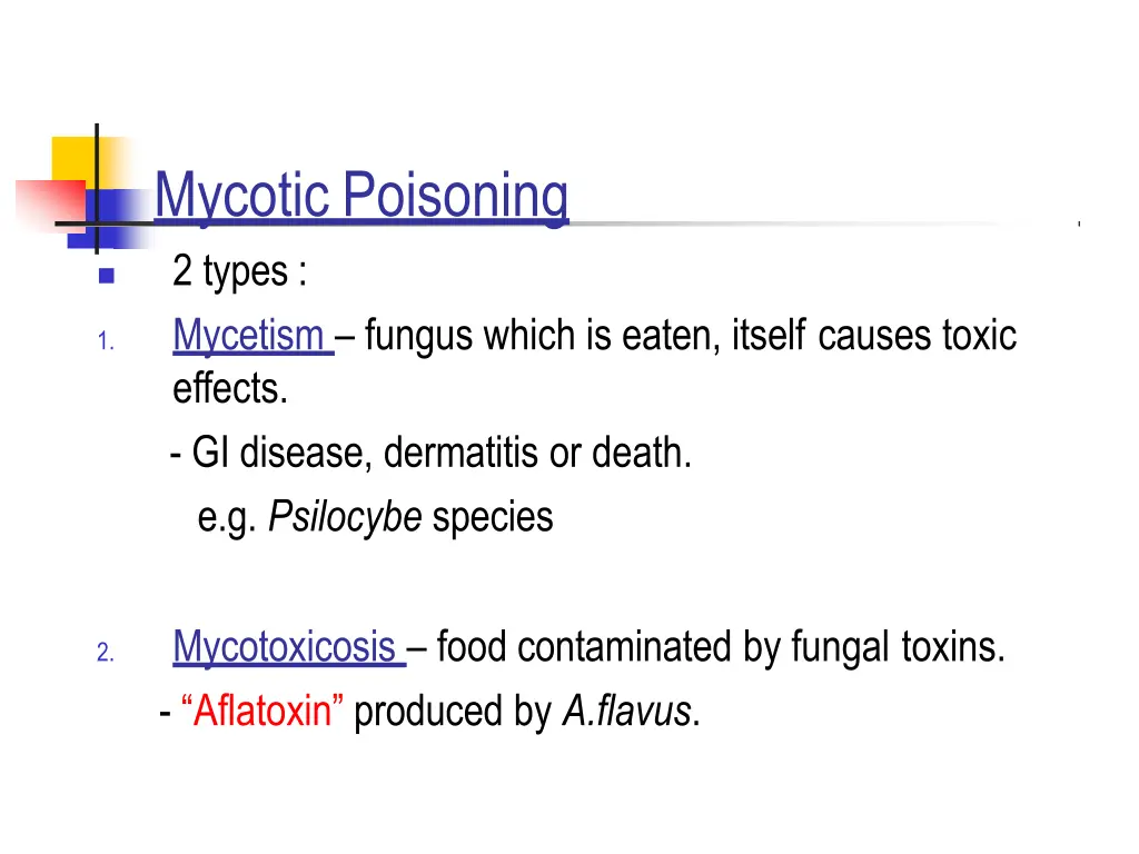 mycoticpoisoning 2 types mycetism fungus which