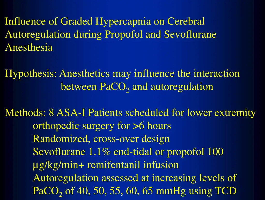 influence of graded hypercapnia on cerebral