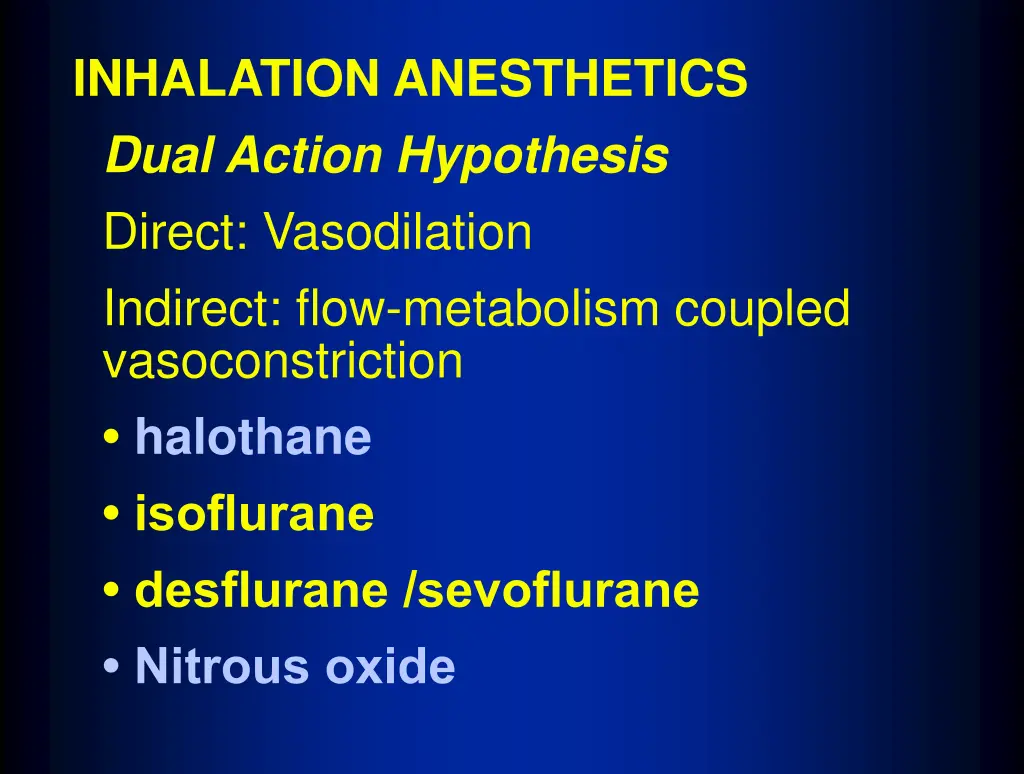 inhalation anesthetics dual action hypothesis