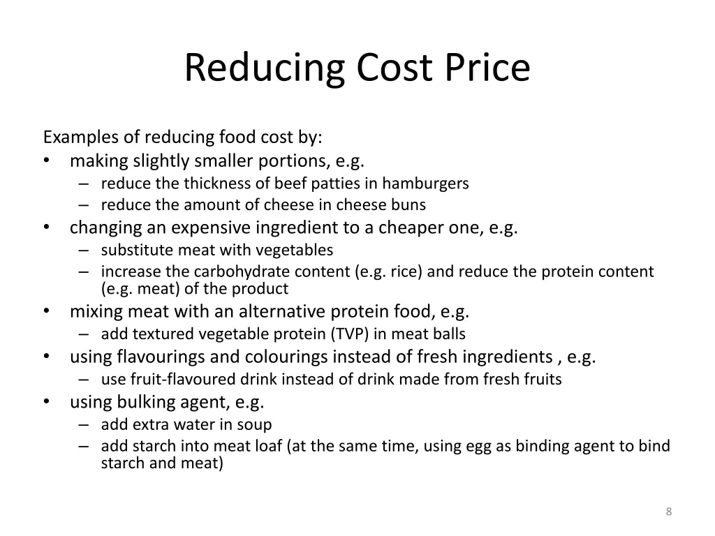 reducing cost price