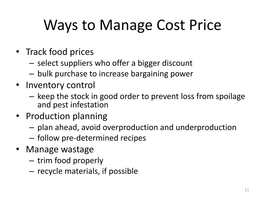 ways to manage cost price