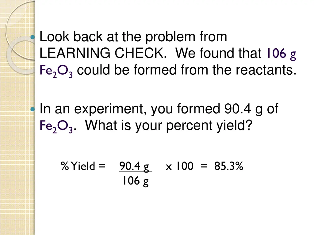 look back at the problem from learning check