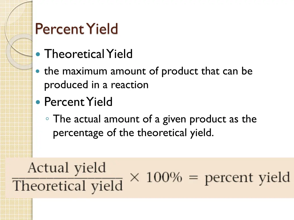 percent yield 1