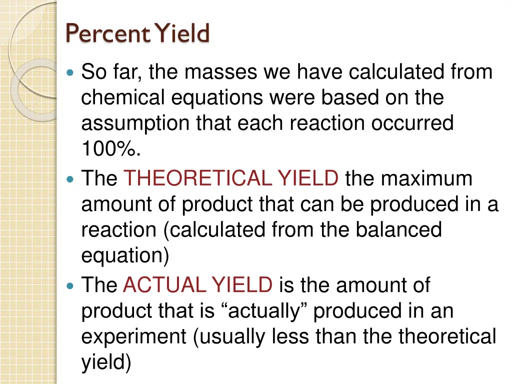 percent yield