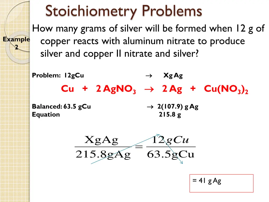 stoichiometry problems how many grams of silver