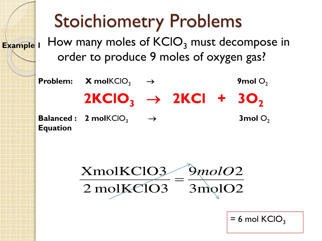 stoichiometry problems how many moles of kclo