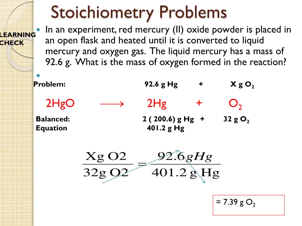 stoichiometry problems in an experiment