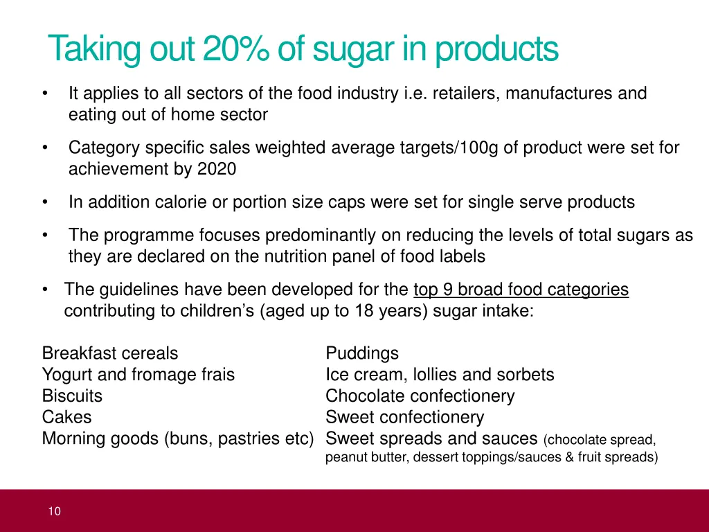 taking out 20 of sugar in products