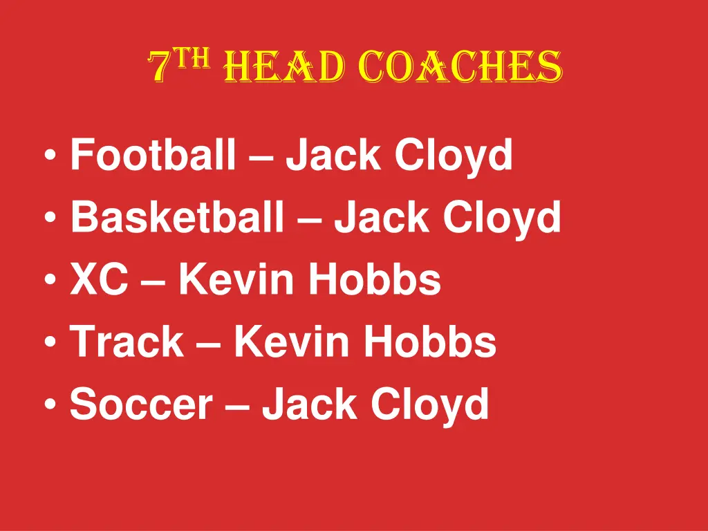 7 th head coaches