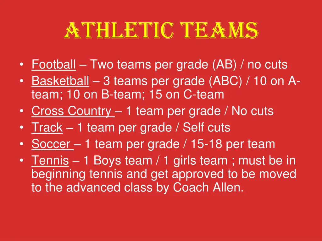 athletic teams