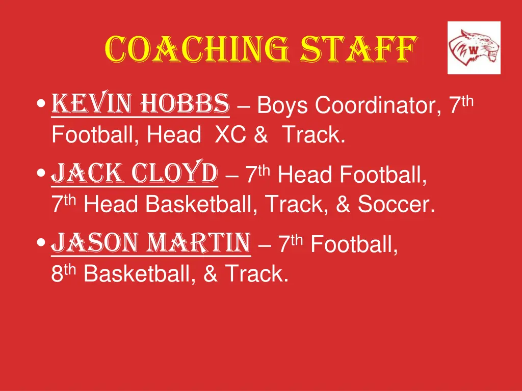 coaching staff