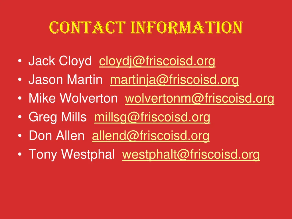 contact information