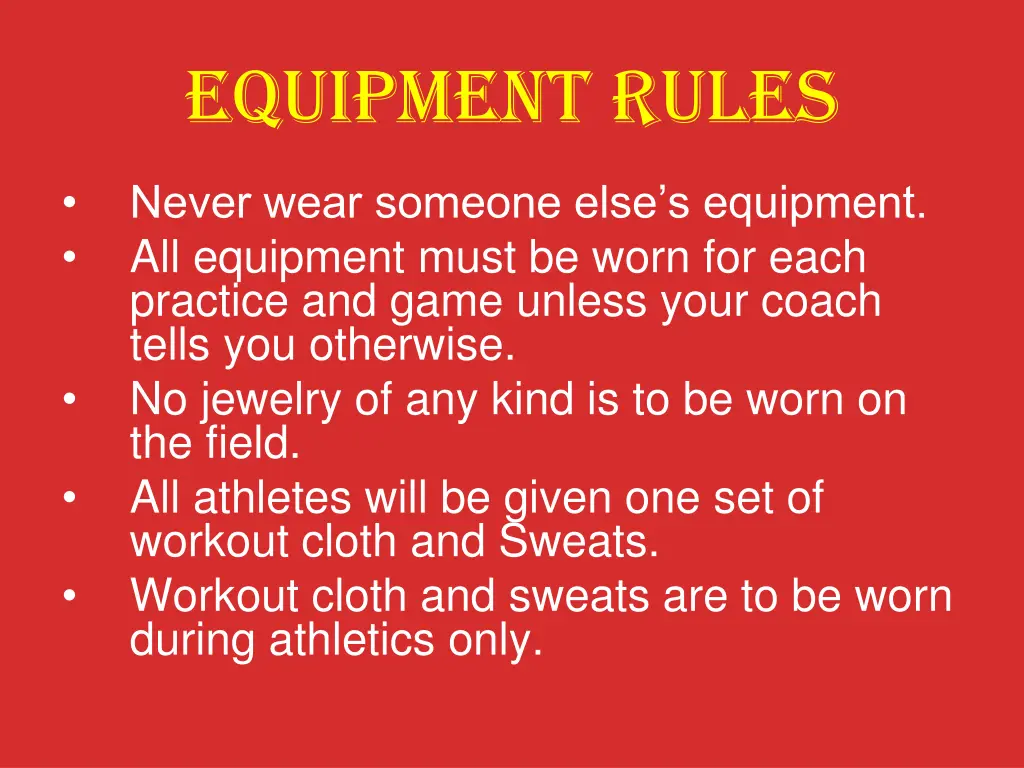 equipment rules 1