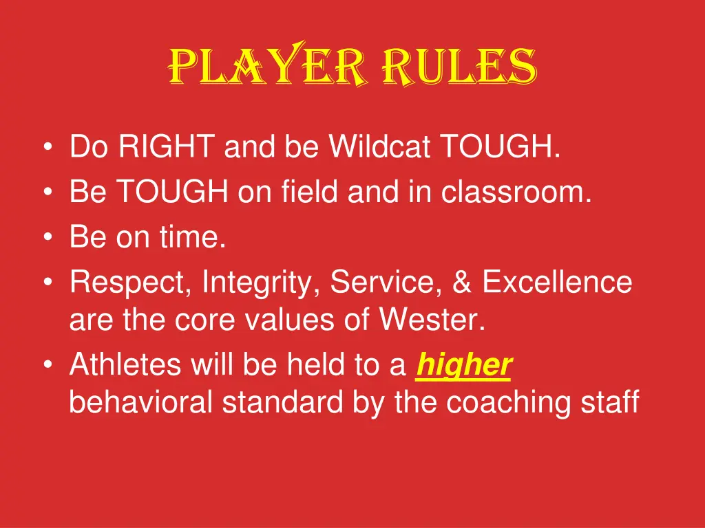 player rules