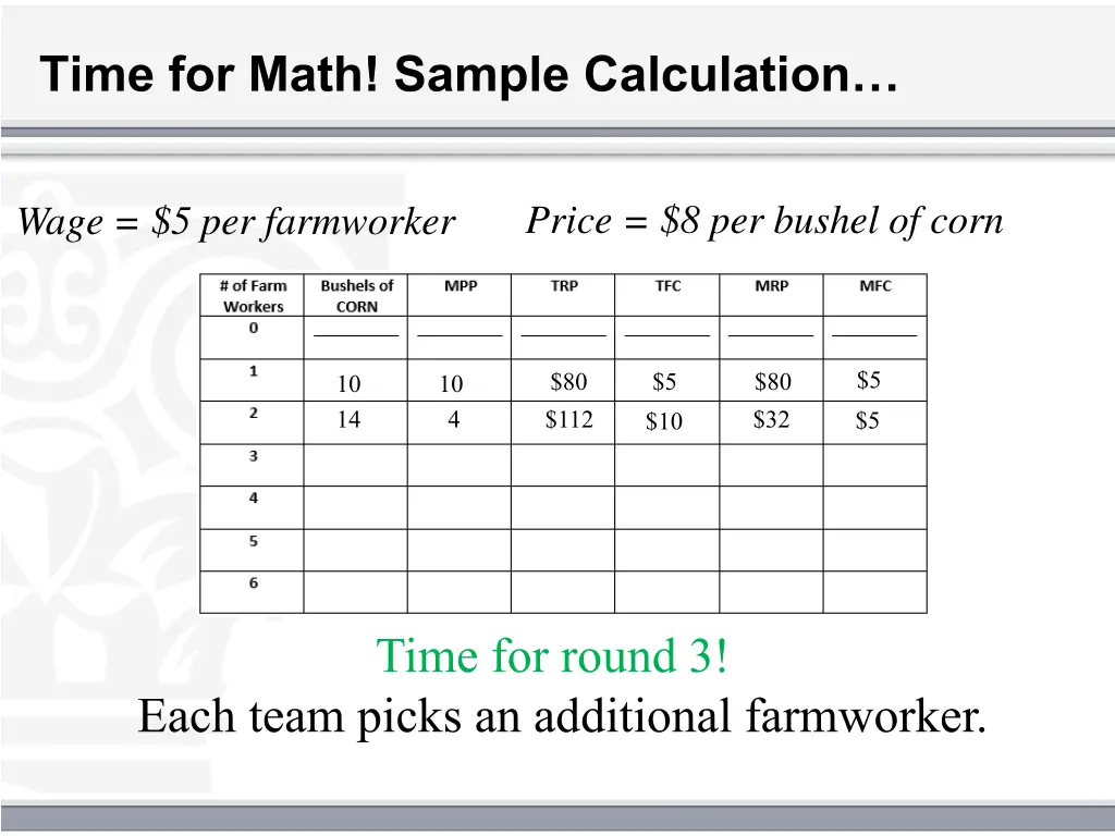 time for math sample calculation 1