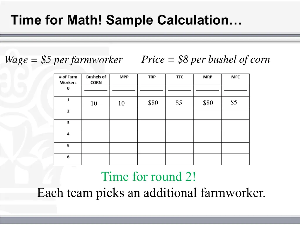 time for math sample calculation