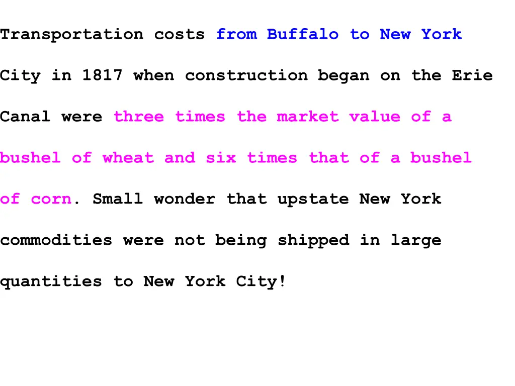 transportation costs from buffalo to new york