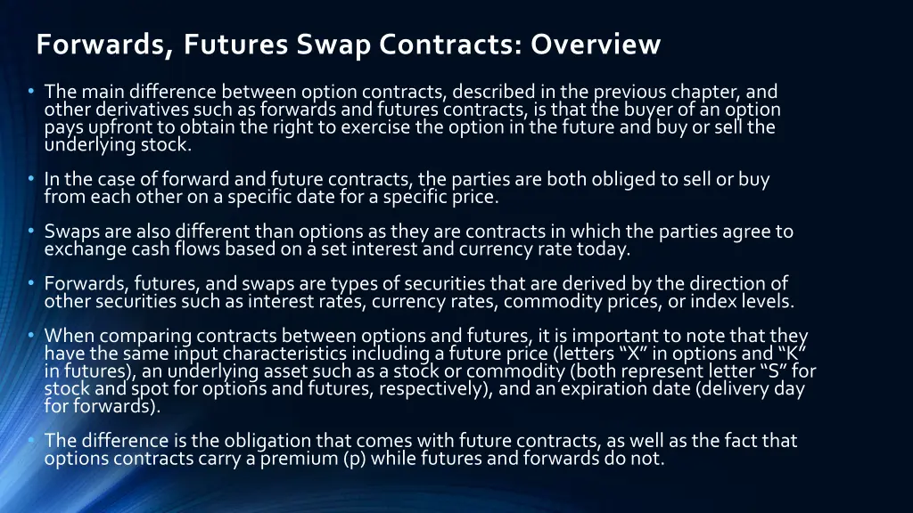 forwards futures swap contracts overview