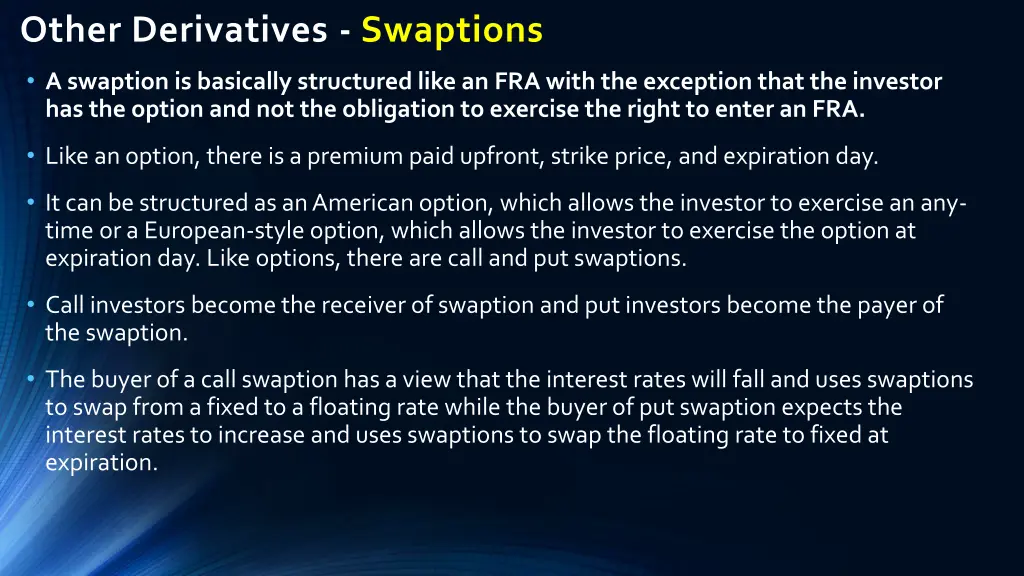 other derivatives swaptions