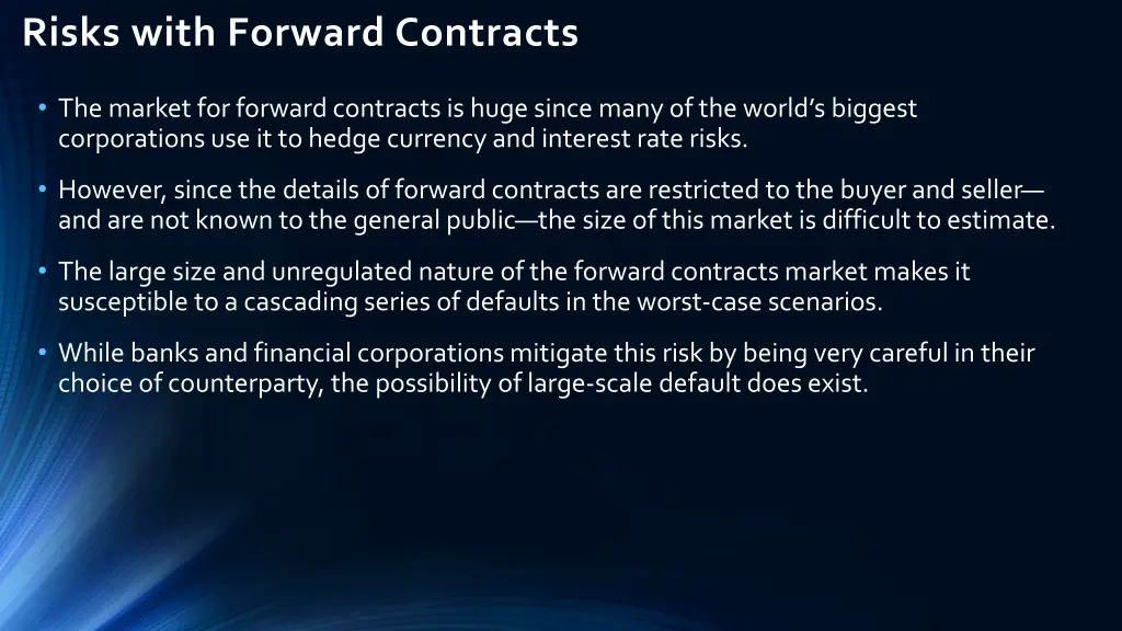 risks with forward contracts