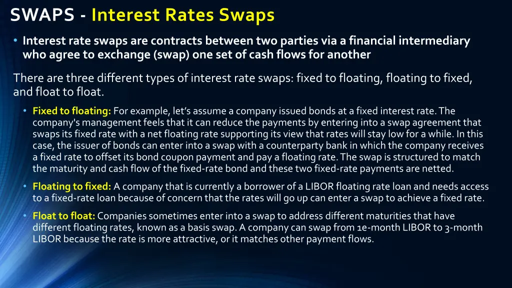 swaps interest rates swaps