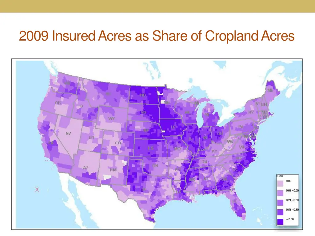 2009 insured acres as share of cropland acres