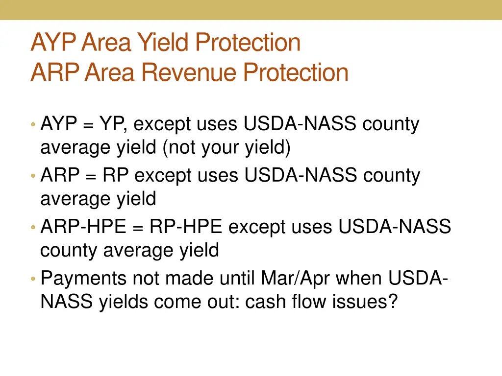 ayp area yield protection arp area revenue