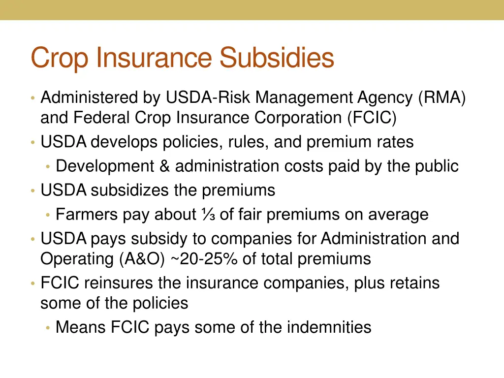 crop insurance subsidies